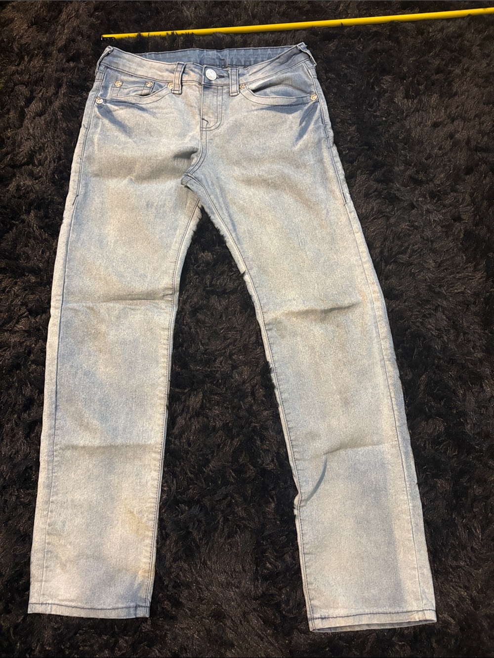 True Religion Men's Slim Straight Jeans in Light Blue